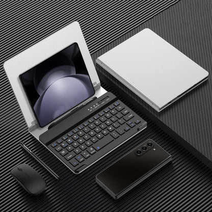 GKK Metal Folding Holder + Bluetooth Keyboard + Pen + Pen Slots + Mouse Set(Silver)