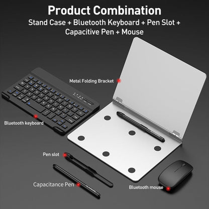 GKK Metal Folding Holder + Bluetooth Keyboard + Pen + Pen Slots + Mouse Set(Silver)