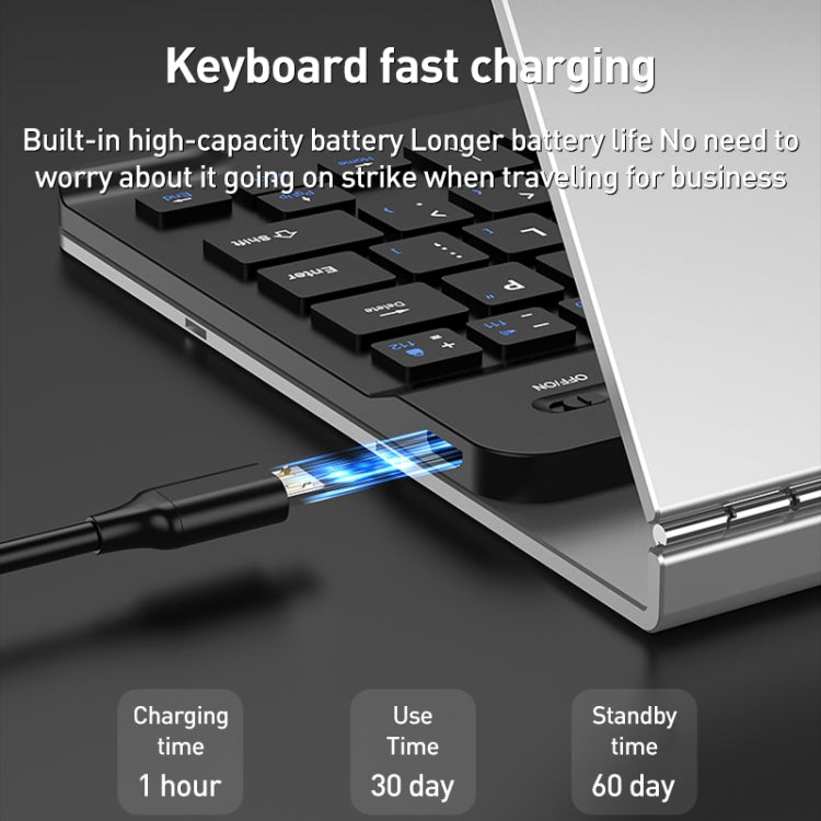 GKK Metal Folding Holder + Bluetooth Keyboard + Pen + Pen Slots + Mouse Set(Silver)