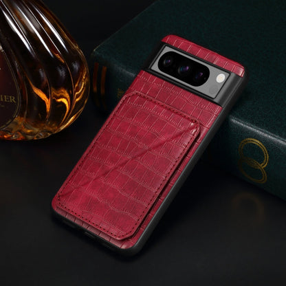 For Google Pixel 6 Denior Crocodile Texture Holder Electroplating Phone Case(Red)