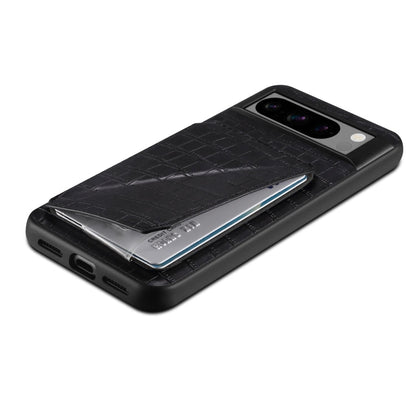 For Google Pixel 7 Pro Denior Crocodile Texture Holder Electroplating Phone Case(Black)