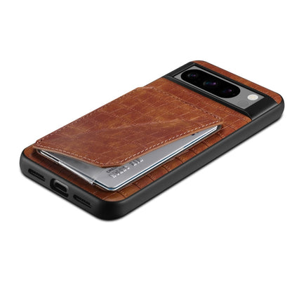 For Google Pixel 7a Denior Crocodile Texture Holder Electroplating Phone Case(Brown)
