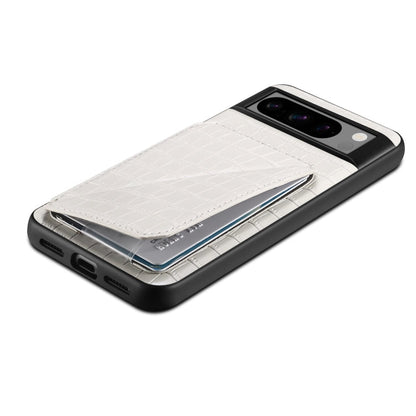 For Google Pixel 8 Pro Denior Crocodile Texture Holder Electroplating Phone Case(White)