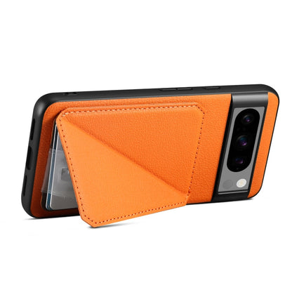 For Google Pixel 6 Denior Calf Texture Holder Electroplating Phone Case(Orange)