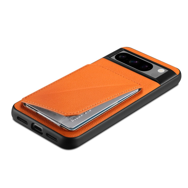 For Google Pixel 6 Denior Calf Texture Holder Electroplating Phone Case(Orange)