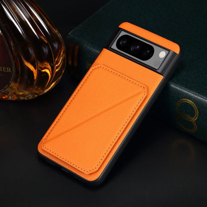 For Google Pixel 6 Denior Calf Texture Holder Electroplating Phone Case(Orange)