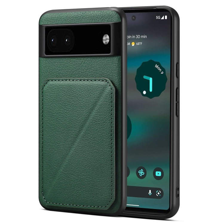 Pour étui de téléphone avec placage en texture de veau Denior pour Google Pixel 6a (vert)