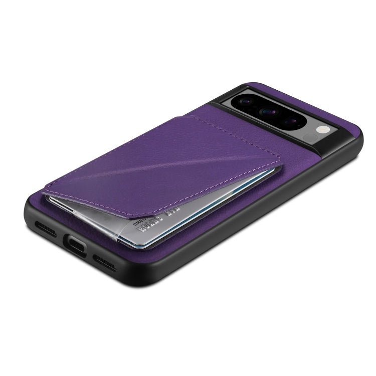 For Google Pixel 7 Denior Calf Texture Holder Electroplating Phone Case(Purple)
