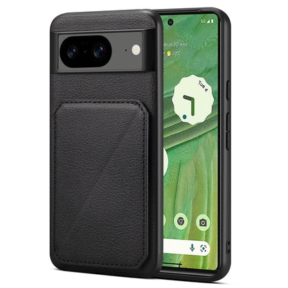 Pour Google Pixel 7 Étui de téléphone à galvanoplastie avec support en texture de veau Denior (Noir)