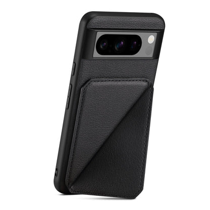 Pour Google Pixel 7 Étui de téléphone à galvanoplastie avec support en texture de veau Denior (Noir)