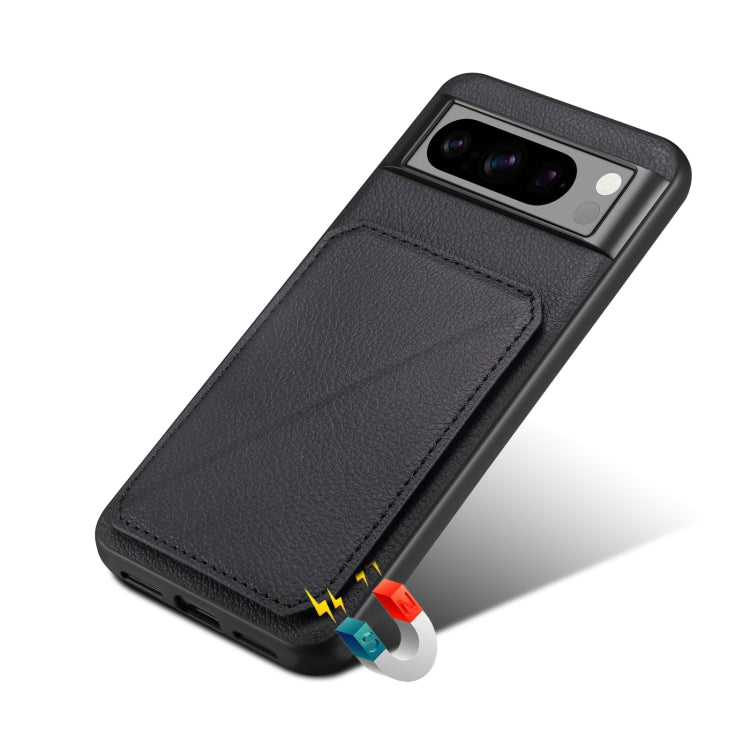 Pour Google Pixel 7 Étui de téléphone à galvanoplastie avec support en texture de veau Denior (Noir)