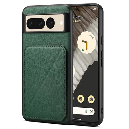 For Google Pixel 7 Pro Denior Calf Texture Holder Electroplating Phone Case(Green)