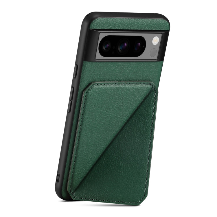 Pour la coque de téléphone galvanisée avec support de texture de veau Denior pour Google Pixel 7a (vert)