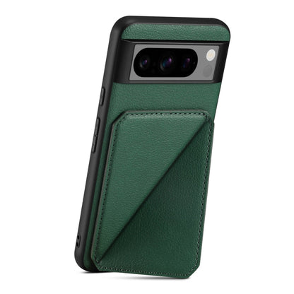 Pour la coque de téléphone galvanisée avec support de texture de veau Denior pour Google Pixel 7a (vert)