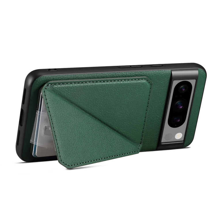 Pour la coque de téléphone galvanisée avec support de texture de veau Denior pour Google Pixel 7a (vert)