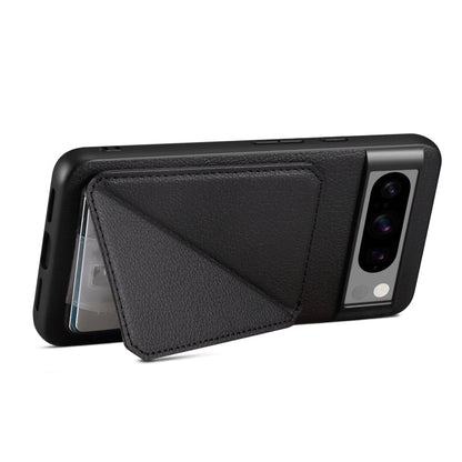 For Google Pixel 7a Denior Calf Texture Holder Electroplating Phone Case(Black)