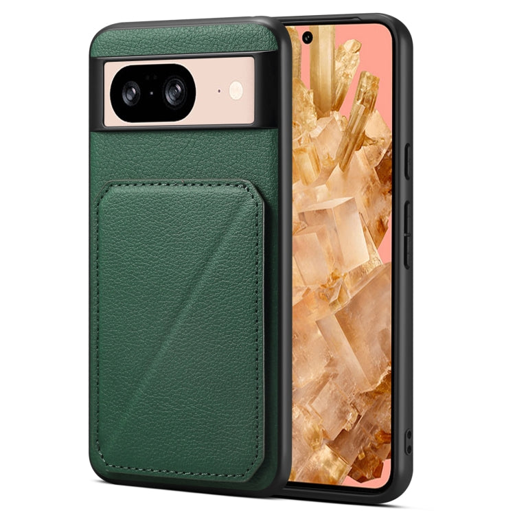For Google Pixel 8 Denior Calf Texture Holder Electroplating Phone Case(Green)