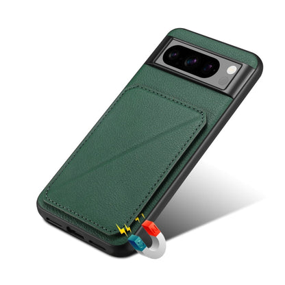 Pour Google Pixel 8 Pro Étui de téléphone avec placage et support en cuir de veau Denior (Vert)