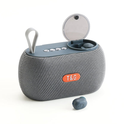 T&G TG810 2 in 1 Portable Outdoor Speaker + Mini Wireless Bluetooth Earphone(Grey)