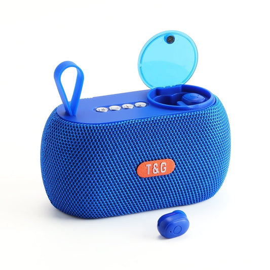 Haut-parleur d'extérieur portable 2 en 1 T&G TG810 + mini écouteur Bluetooth sans fil (bleu)