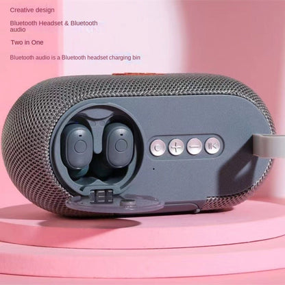 T&G TG810 2 in 1 Portable Outdoor Speaker + Mini Wireless Bluetooth Earphone(Grey)
