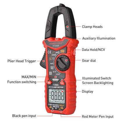 HABOTEST HT206B Pince ampèremétrique numérique de haute précision à gamme automatique