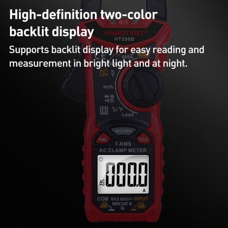 HABOTEST HT206B Pince ampèremétrique numérique de haute précision à gamme automatique