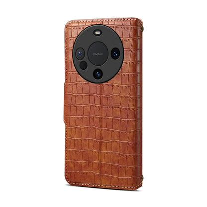 For Huawei Mate 60 Denior Crocodile Texture Oil Edge Leather Phone Case(Brown)