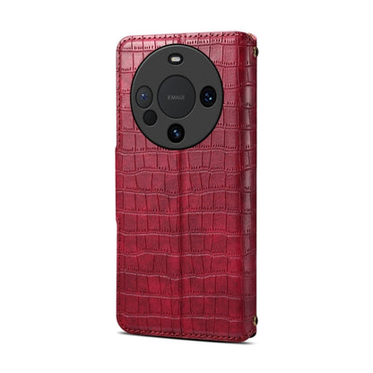 For Huawei Mate 60 Denior Crocodile Texture Oil Edge Leather Phone Case(Rose Red)