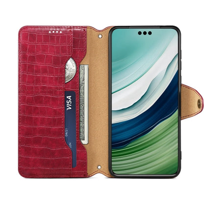 For Huawei Mate 60 Denior Crocodile Texture Oil Edge Leather Phone Case(Rose Red)