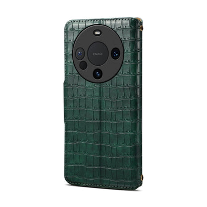 For Huawei Mate 60 Denior Crocodile Texture Oil Edge Leather Phone Case(Green)
