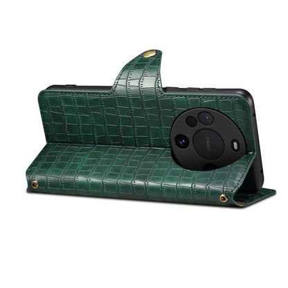 For Huawei Mate 60 Denior Crocodile Texture Oil Edge Leather Phone Case(Green)