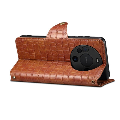 For Huawei Mate 60 Pro / Mate 60 Pro+ Denior Crocodile Texture Oil Edge Leather Phone Case(Brown)