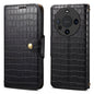 Pour coque de téléphone en cuir avec texture crocodile et bord huilé Denior pour Huawei Mate 60 Pro / Mate 60 Pro+ (Noir)