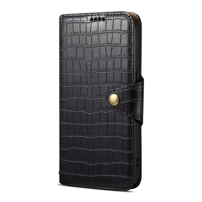 Pour coque de téléphone en cuir avec texture crocodile et bord huilé Denior pour Huawei Mate 60 Pro / Mate 60 Pro+ (Noir)