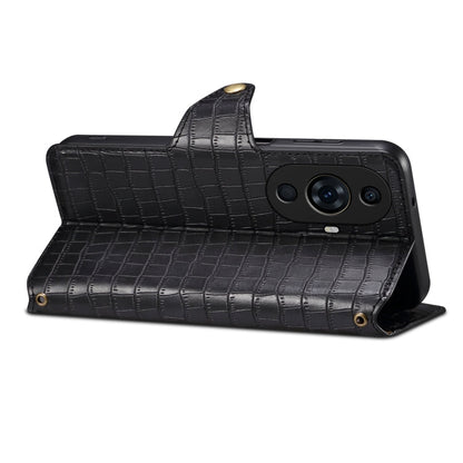 For Huawei nova 11 Pro Denior Crocodile Texture Oil Edge Leather Phone Case(Black)