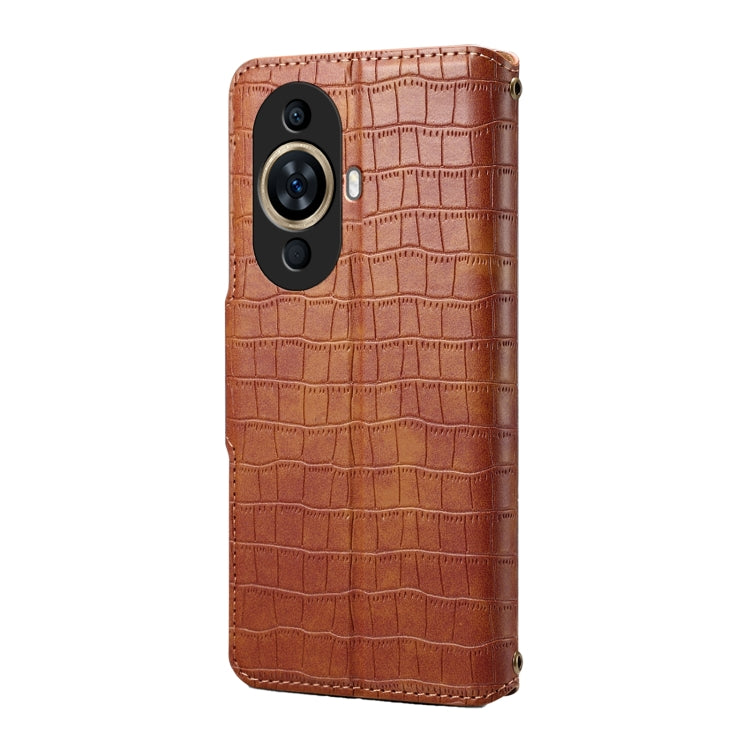 For Huawei nova 11 Denior Crocodile Texture Oil Edge Leather Phone Case(Brown)