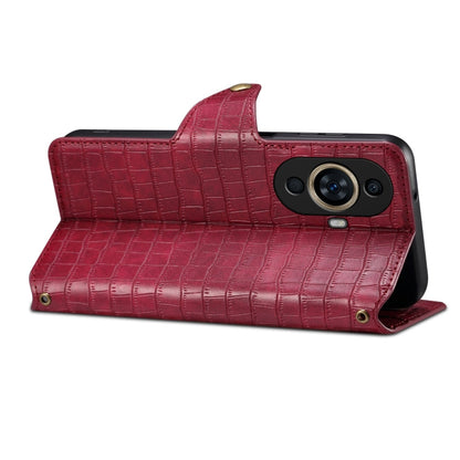 For Huawei nova 11 Denior Crocodile Texture Oil Edge Leather Phone Case(Rose Red)