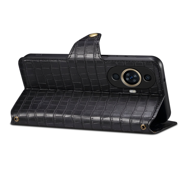 For Huawei nova 11 Denior Crocodile Texture Oil Edge Leather Phone Case(Black)