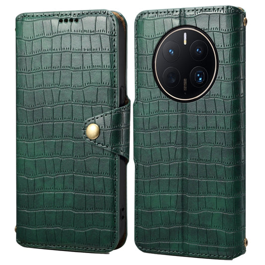 For Huawei Mate 50 Pro Denior Crocodile Texture Oil Edge Leather Phone Case(Green)