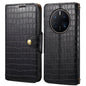 Pour étui de téléphone en cuir avec texture crocodile Denior pour Huawei Mate 50 Pro (Noir)
