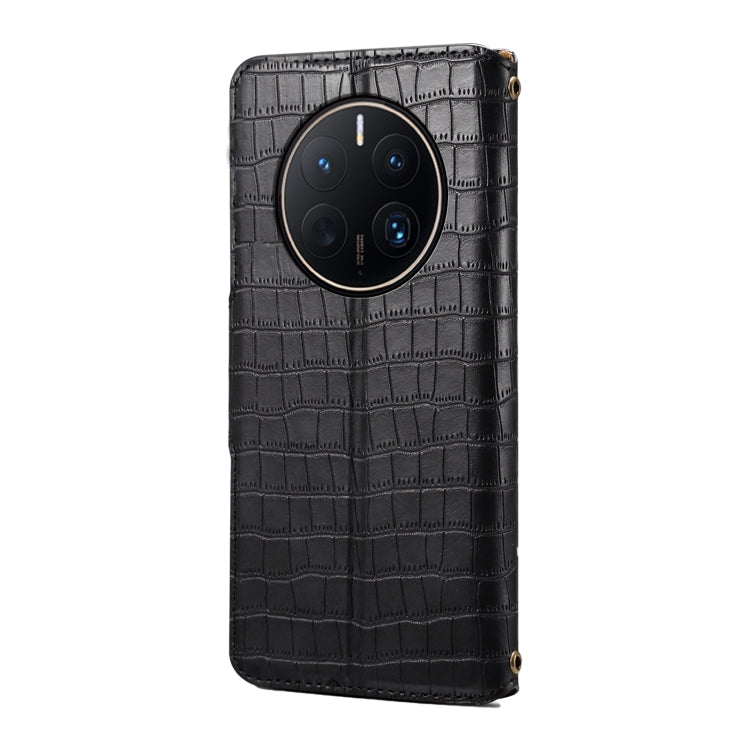 Pour étui de téléphone en cuir avec texture crocodile Denior pour Huawei Mate 50 Pro (Noir)
