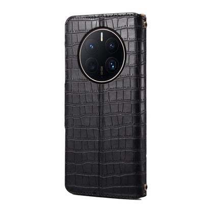 Pour étui de téléphone en cuir avec texture crocodile Denior pour Huawei Mate 50 Pro (Noir)