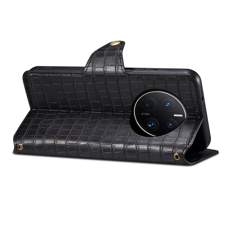Pour étui de téléphone en cuir avec texture crocodile Denior pour Huawei Mate 50 Pro (Noir)