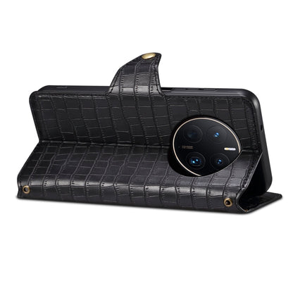 Pour étui de téléphone en cuir avec texture crocodile Denior pour Huawei Mate 50 Pro (Noir)