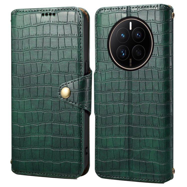 For Huawei Mate 50 Denior Crocodile Texture Oil Edge Leather Phone Case(Green)