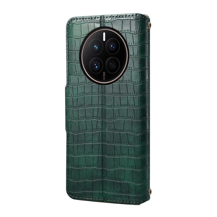 For Huawei Mate 50 Denior Crocodile Texture Oil Edge Leather Phone Case(Green)