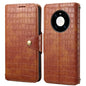 Pour Huawei Mate 40 Pro Coque de téléphone en cuir avec bord huilé et texture crocodile Denior (marron)