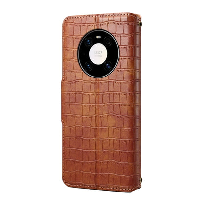 Pour Huawei Mate 40 Pro Coque de téléphone en cuir avec bord huilé et texture crocodile Denior (marron)