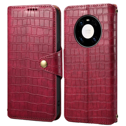 For Huawei Mate 40 Pro Denior Crocodile Texture Oil Edge Leather Phone Case(Rose Red)